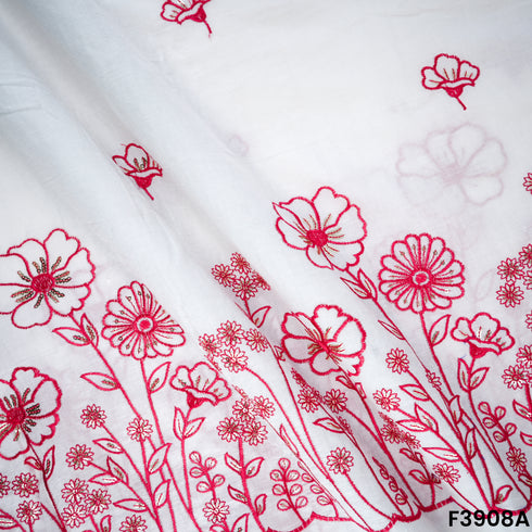 Thread Sequin Embroidered Kora Cotton Fabric- F3908